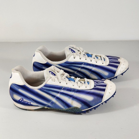 Asics Women's GN266 Track & Field White / Blue spikes running shoes Size 9.5 - Picture 5 of 11